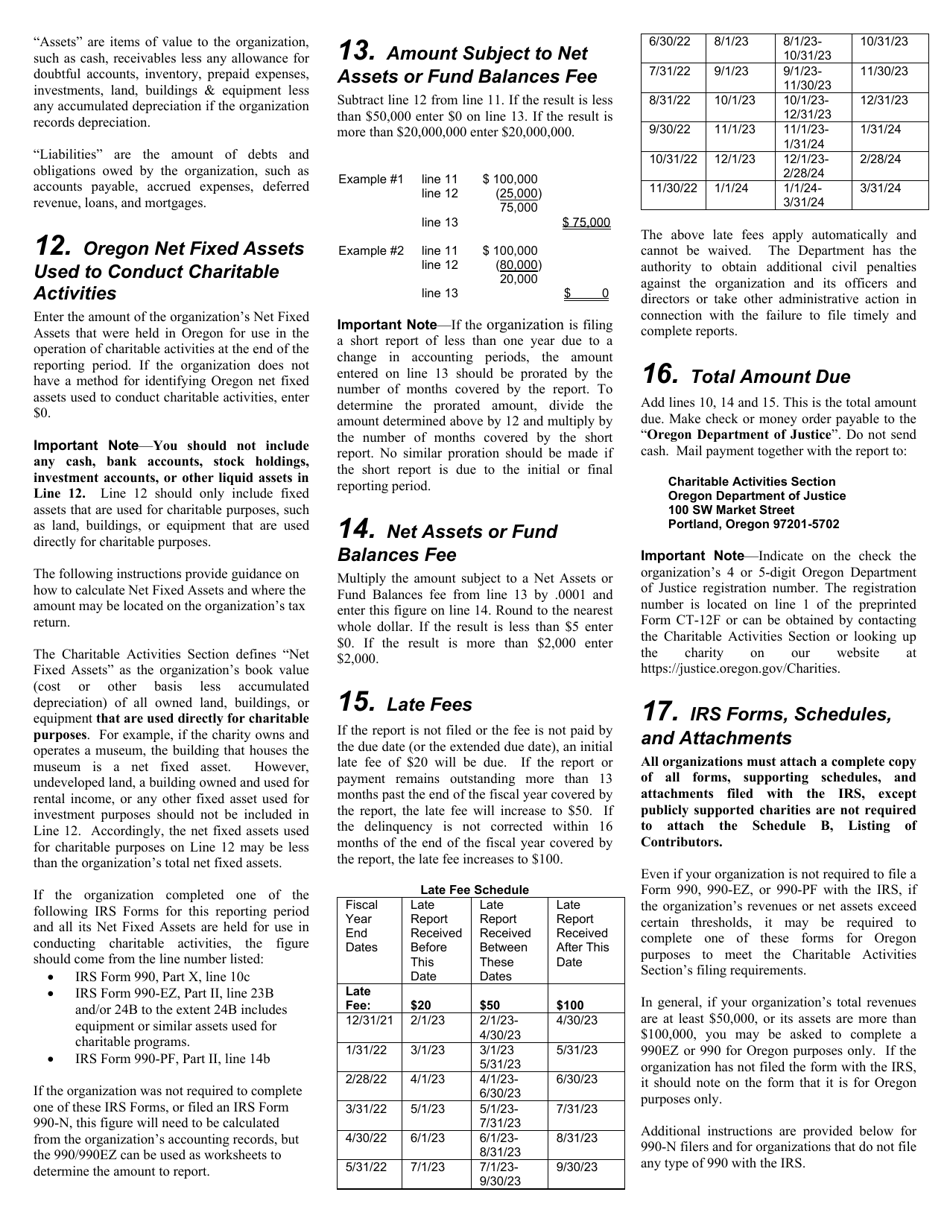 Form CT-12F Charitable Activities Form for Foreign Charities - Oregon, Page 6