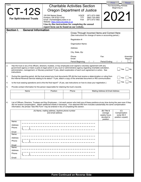 Form CT-12S 2021 Printable Pdf