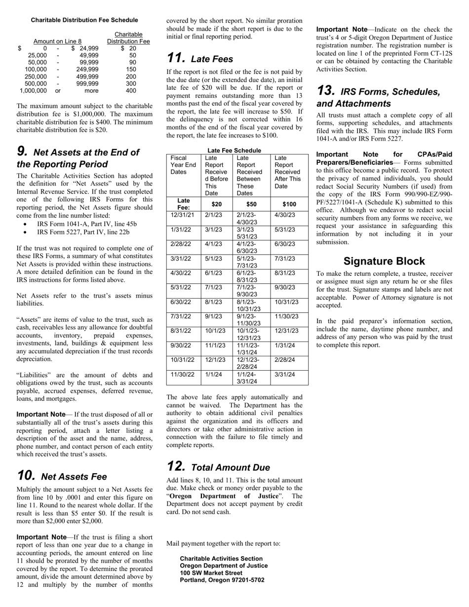 Form CT-12S Charitable Activities Form for Split-Interest Trusts - Oregon, Page 5