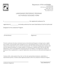 Document preview: Authorized Designee Form - Landowner Preference Program - Oregon