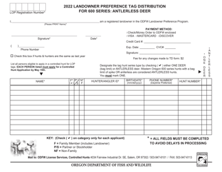 Document preview: Landowner Preference Tag Distribution for 600 Series: Antlerless Deer - Oregon, 2022