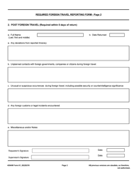439 AW Form 61 Required Foreign Travel Reporting Form, Page 2
