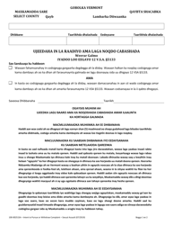 Document preview: Form 100-00251SA Intent to Pursue or Withdraw Complaint - Sexual Assault - Vermont (Somali)