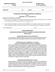 Document preview: Formulario 100-00251S Intencion De Sostener O Retirar La Demanda - Acoso - Vermont (Spanish)