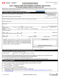 Form PPTC482 &quot;Adult Abroad Simplified Renewal Passport Application for Canadians Applying Outside of Canada and the Usa&quot; - Canada