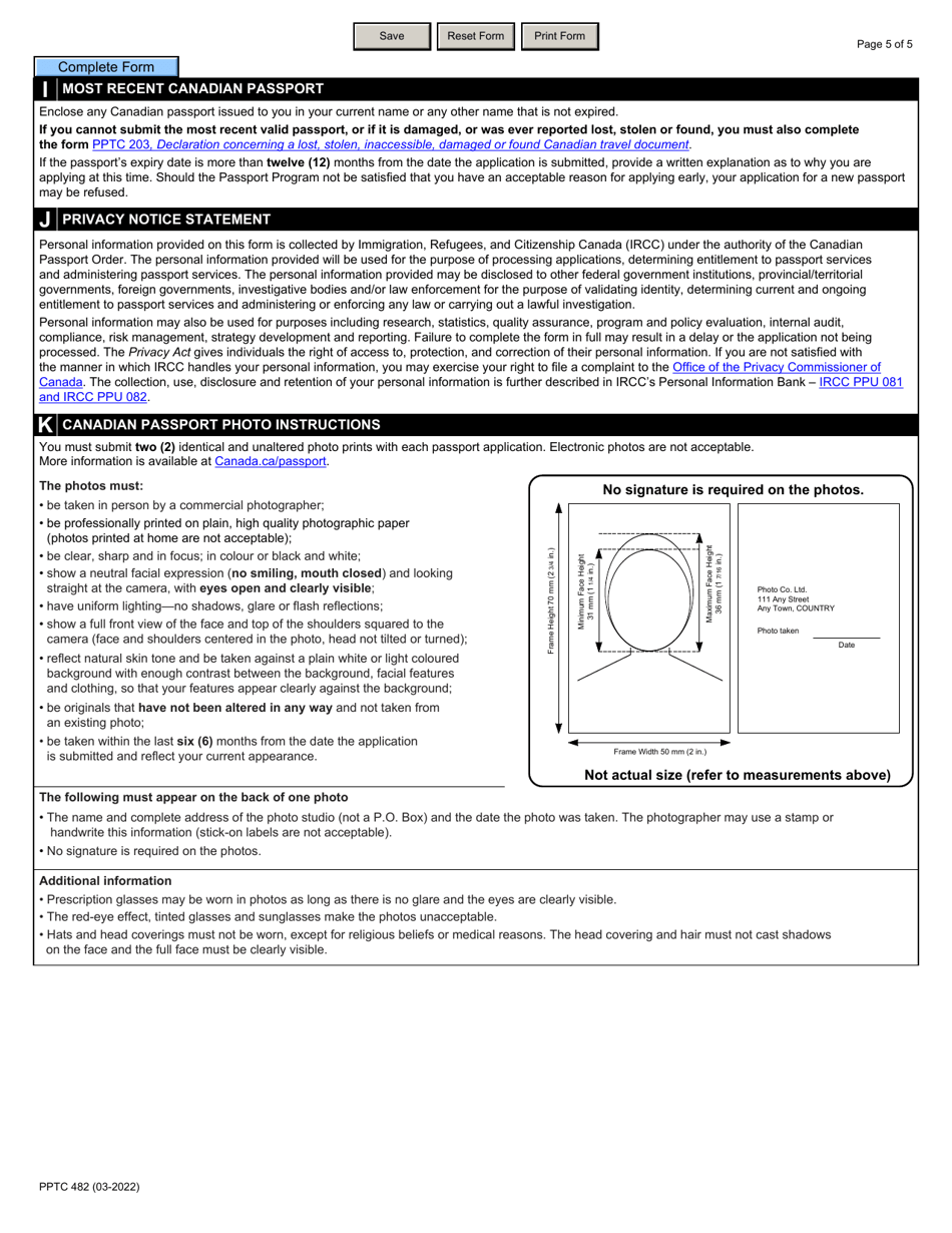 Form PPTC482 Adult Abroad Simplified Renewal Passport Application for Canadians Applying Outside of Canada and the Usa - Canada, Page 5