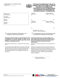 Form MDJS306A-BL Petition for Emergency Relief in Connection With Claims of Sexual Violence or Intimidation - Pennsylvania (English/Spanish), Page 2