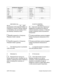 Temporary Order for Protection of Victims - Pennsylvania (English/Italian), Page 2