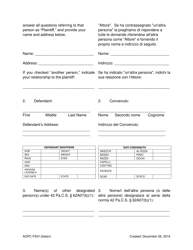 Petition for Protection of Victims - Pennsylvania (English/Italian), Page 2