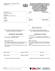 Document preview: Form MDJS306A-BL Petition for Emergency Relief in Connection With Claims of Sexual Violence or Intimidation - Pennsylvania (English/Italian)