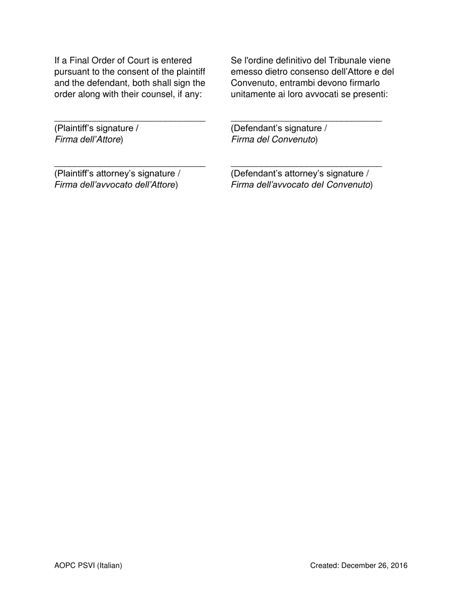 Final Order for Protection of Victims - Pennsylvania (English / Italian), Page 7