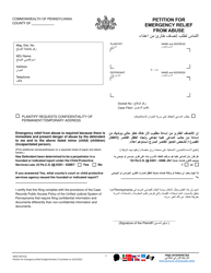 Form MDJS307A-BL Petition for Emergency Relief From Abuse - Pennsylvania (English/Arabic), Page 2