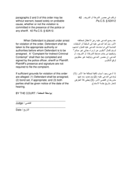 Temporary Order for Protection of Victims - Pennsylvania (English/Arabic), Page 5