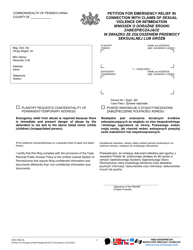 Form MDJS306A-BL Petition for Emergency Relief in Connection With Claims of Sexual Violence or Intimidation - Pennsylvania (English/Polish), Page 2