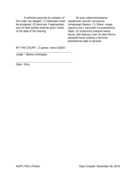 Temporary Order for Protection of Victims - Pennsylvania (English/Polish), Page 6