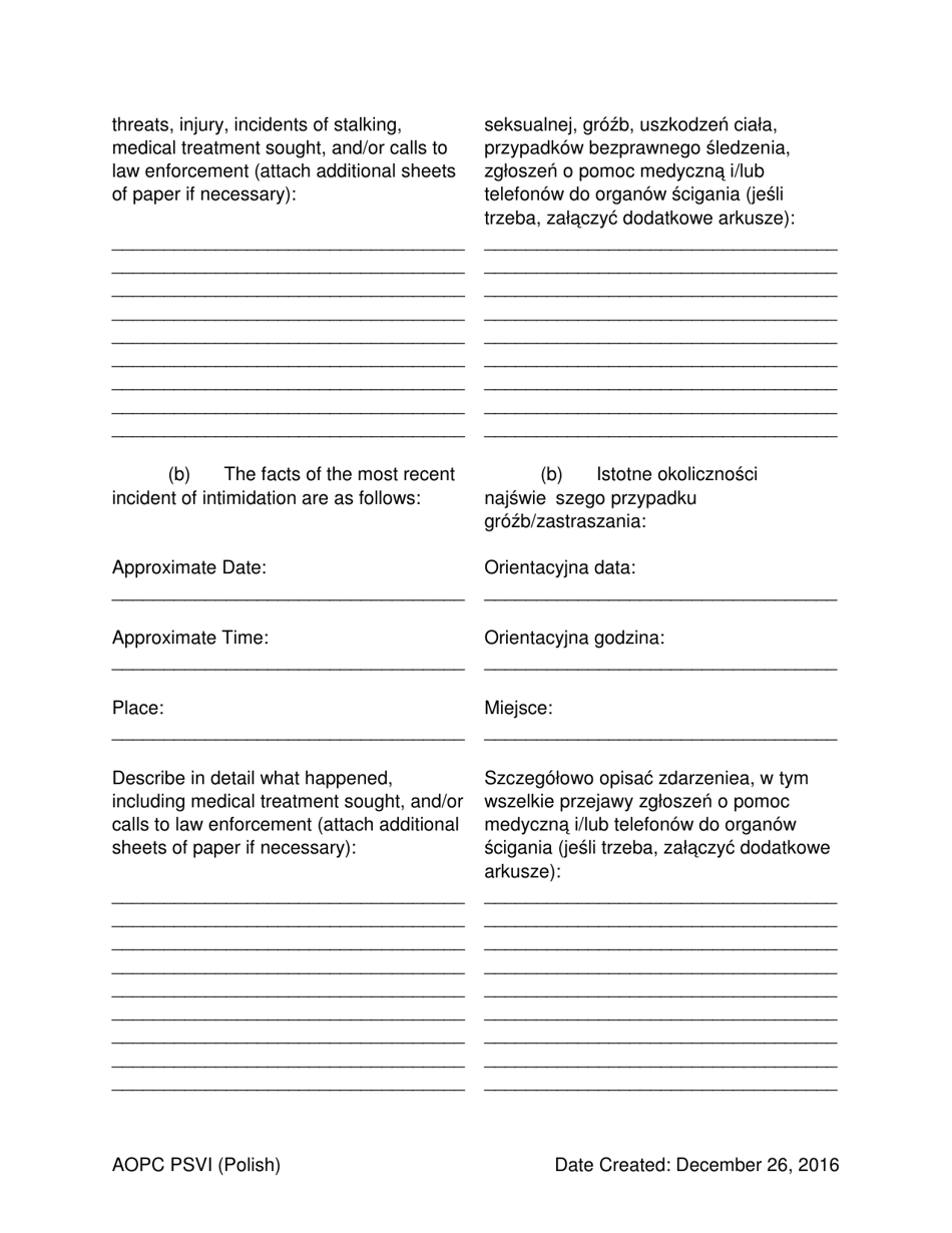Petition for Protection of Victims - Pennsylvania (English / Polish), Page 4