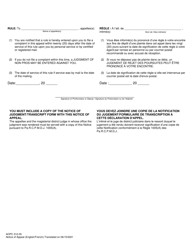 Form AOPC312-05 Notice of Appeal From Magisterial District Judge Judgment - Pennsylvania (English/French), Page 2