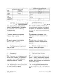 Temporary Order for Protection of Victims - Pennsylvania (English/French), Page 2