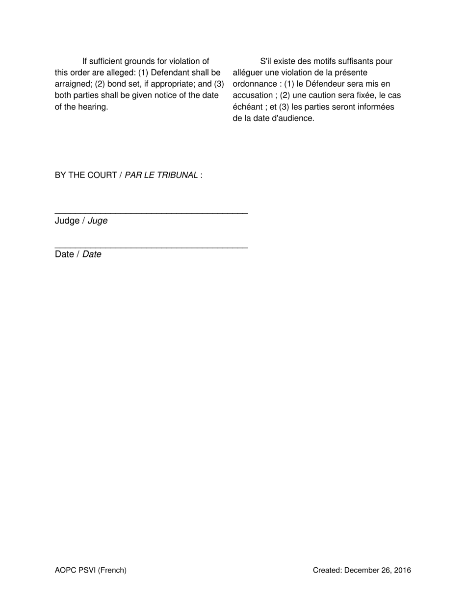 Temporary Order for Protection of Victims - Pennsylvania (English / French), Page 6