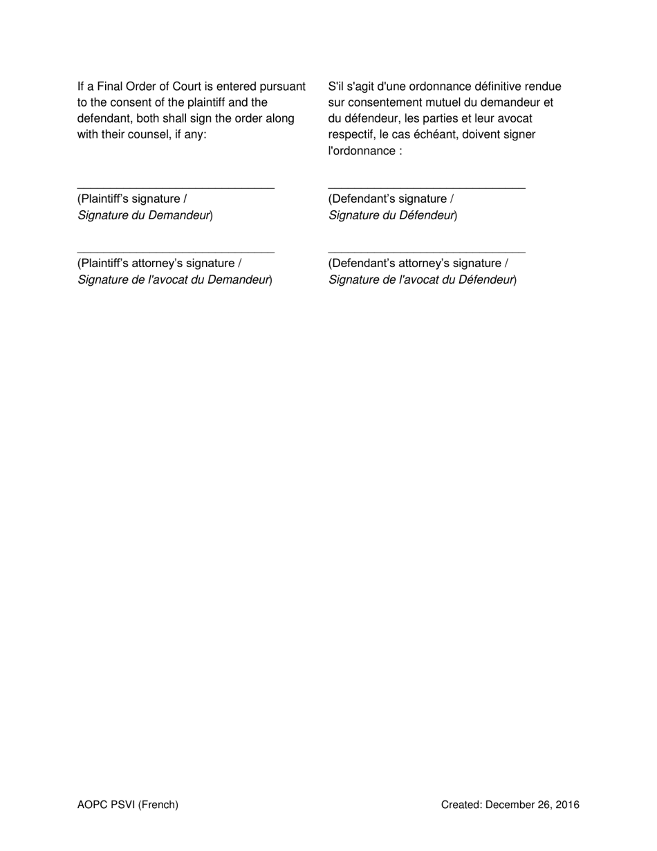 Final Order for Protection of Victims - Pennsylvania (English / French), Page 7