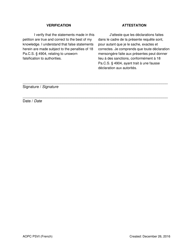 Petition for Protection of Victims of Sexual Violence/Sexual Violence Against a Minor Child/Intimidation - Pennsylvania (English/French), Page 7