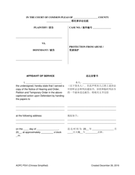 Document preview: Affidavit of Service - Pennsylvania (English/Chinese Simplified)