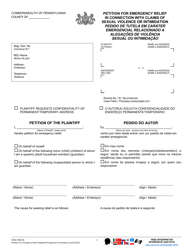 Document preview: Form MDJS306A-BL Petition for Emergency Relief in Connection With Claims of Sexual Violence or Intimidation - Pennsylvania (English/Portuguese)