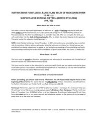Document preview: Form 12.911(A) Subpoena for Hearing or Trial (Issued by Clerk) - Florida