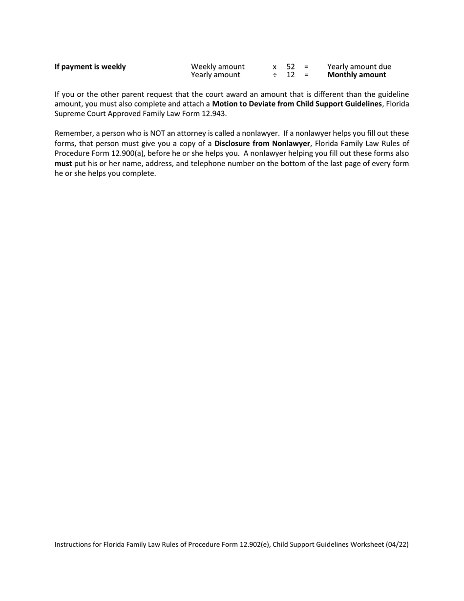 Form 12.902(E) Child Support Guidelines Worksheet - Florida, Page 3