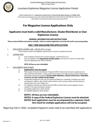 Document preview: Form DPSSP4011-A Explosives Magazine License Application - Louisiana
