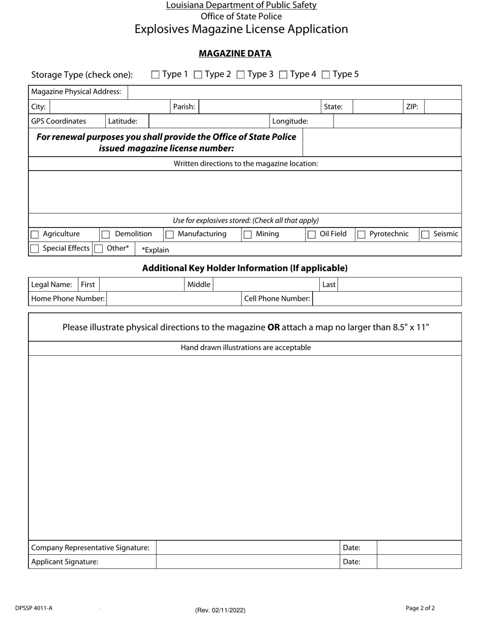 Form DPSSP4011-A Explosives Magazine License Application - Louisiana, Page 4