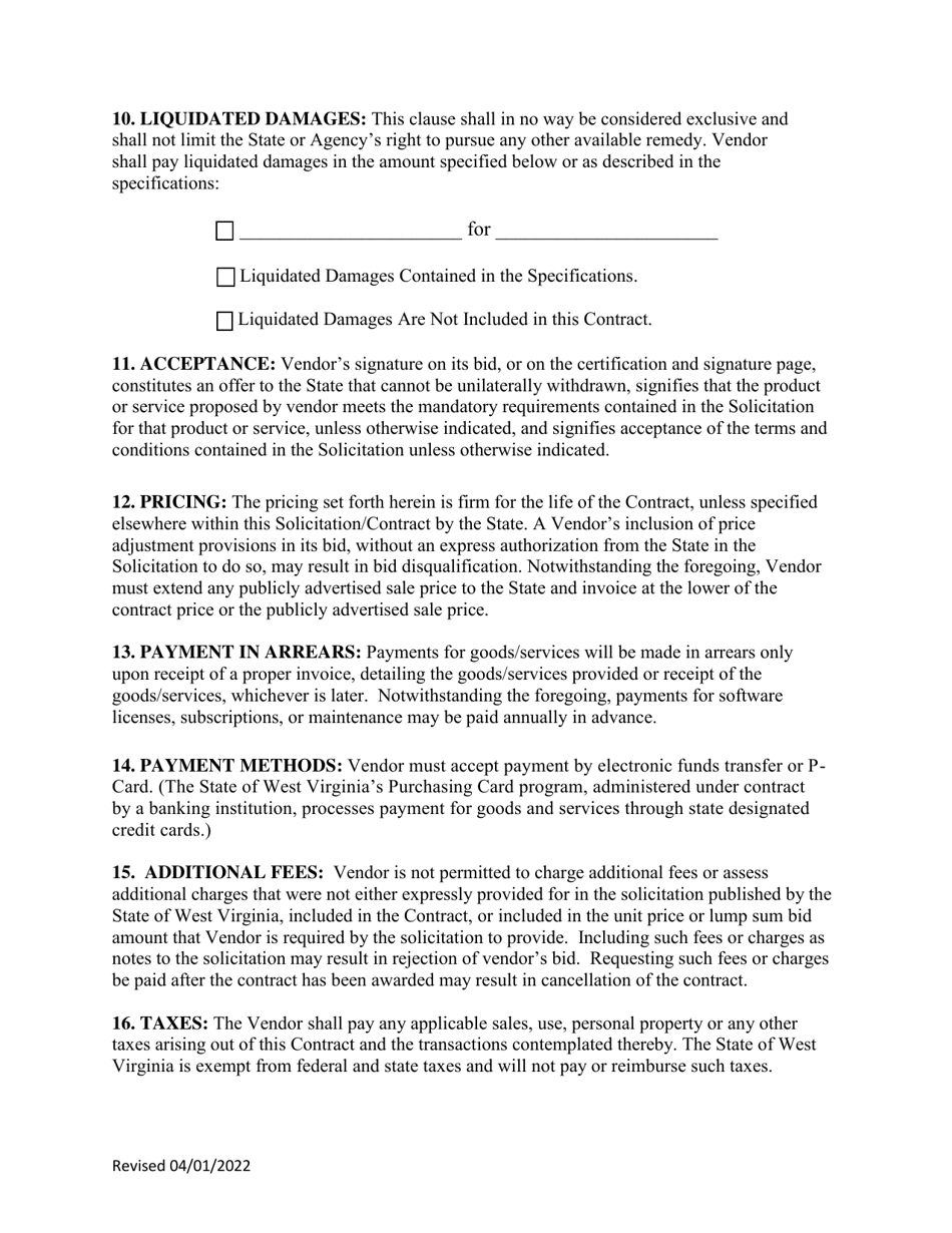 Instructions to Vendors Submitting Bids (Agency Delegated Procurements Only) - West Virginia, Page 10