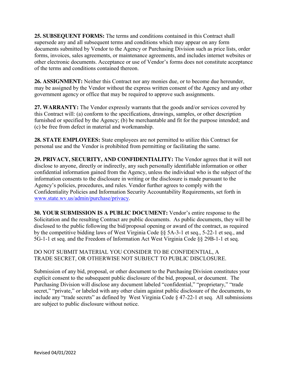 Instructions to Vendors Submitting Bids (Agency Delegated Procurements Only) - West Virginia, Page 12