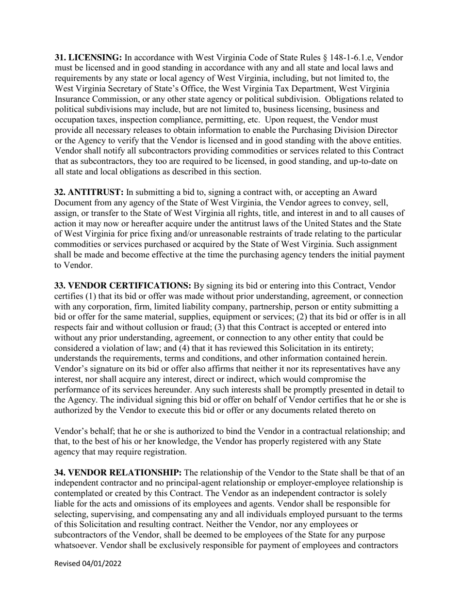 Instructions to Vendors Submitting Bids (Agency Delegated Procurements Only) - West Virginia, Page 13