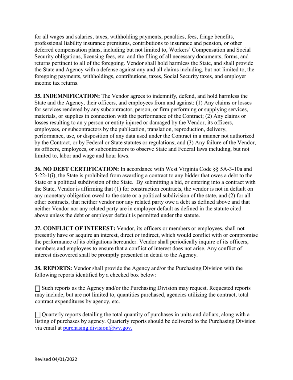 Instructions to Vendors Submitting Bids (Agency Delegated Procurements Only) - West Virginia, Page 14
