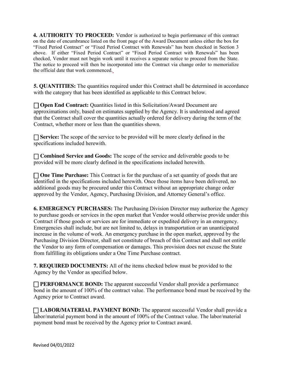 Instructions to Vendors Submitting Bids (Agency Delegated Procurements Only) - West Virginia, Page 7