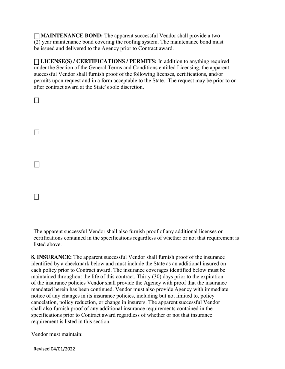 Instructions to Vendors Submitting Bids (Agency Delegated Procurements Only) - West Virginia, Page 8
