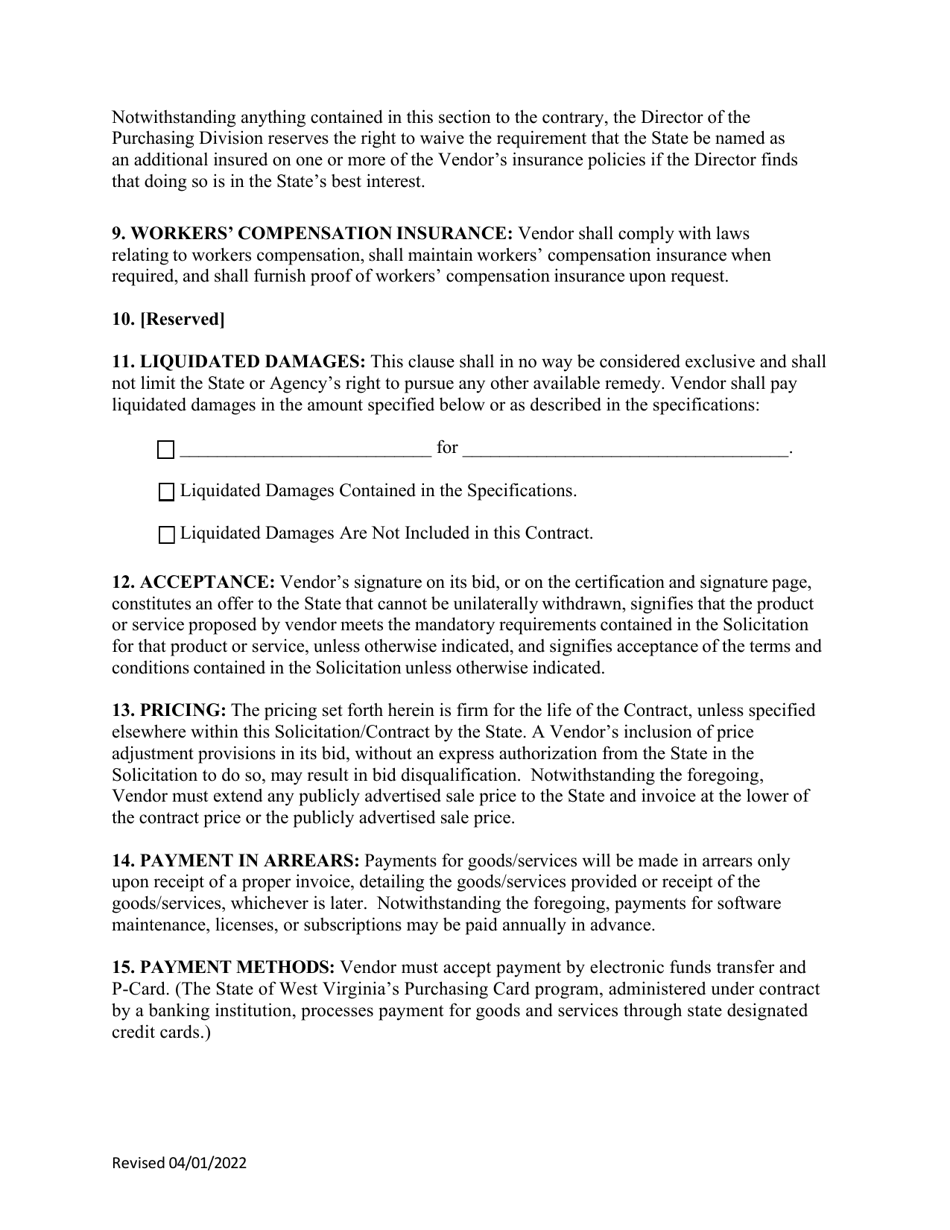 Instructions to Vendors Submitting Bids - West Virginia, Page 12