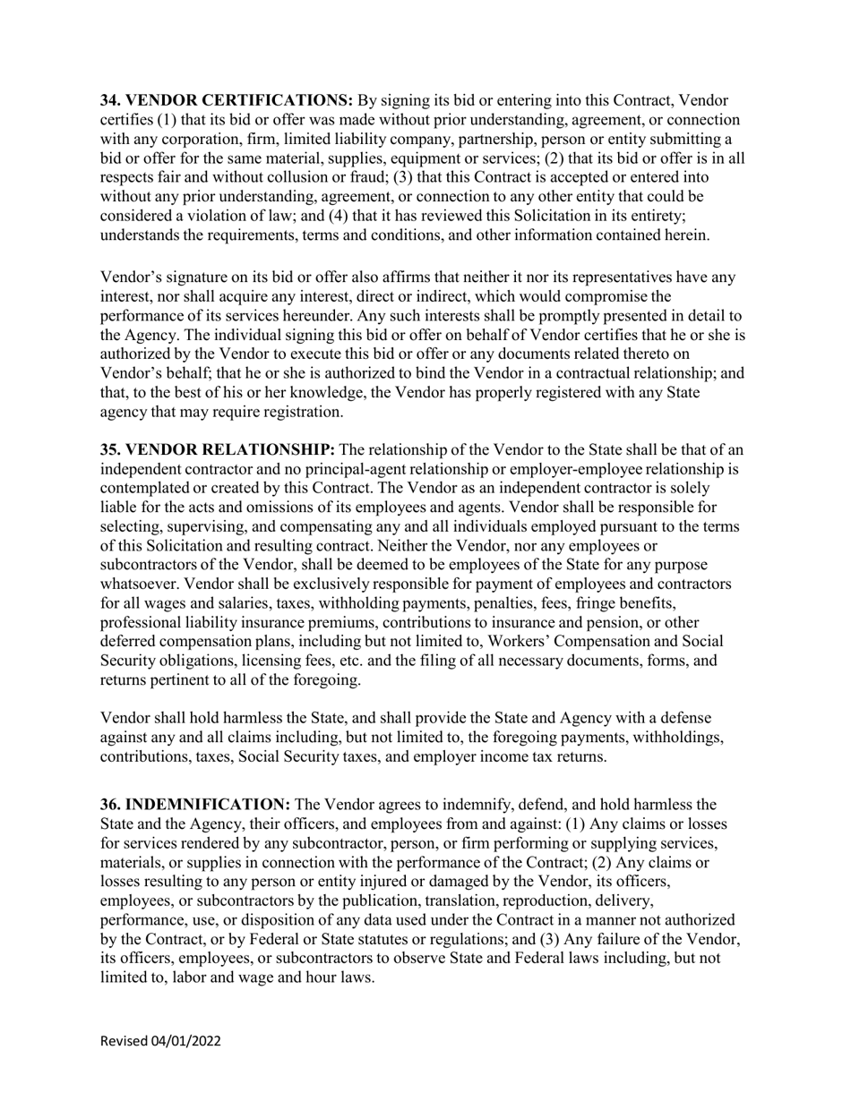 Instructions to Vendors Submitting Bids - West Virginia, Page 16