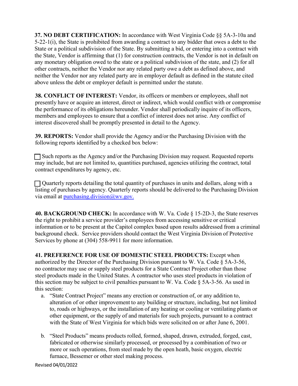 Instructions to Vendors Submitting Bids - West Virginia, Page 17