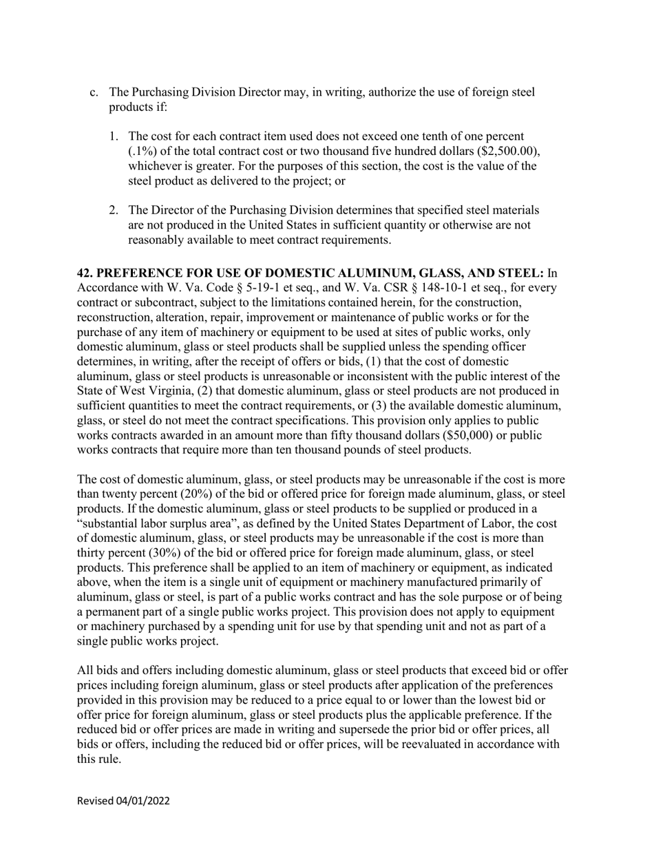 Instructions to Vendors Submitting Bids - West Virginia, Page 18