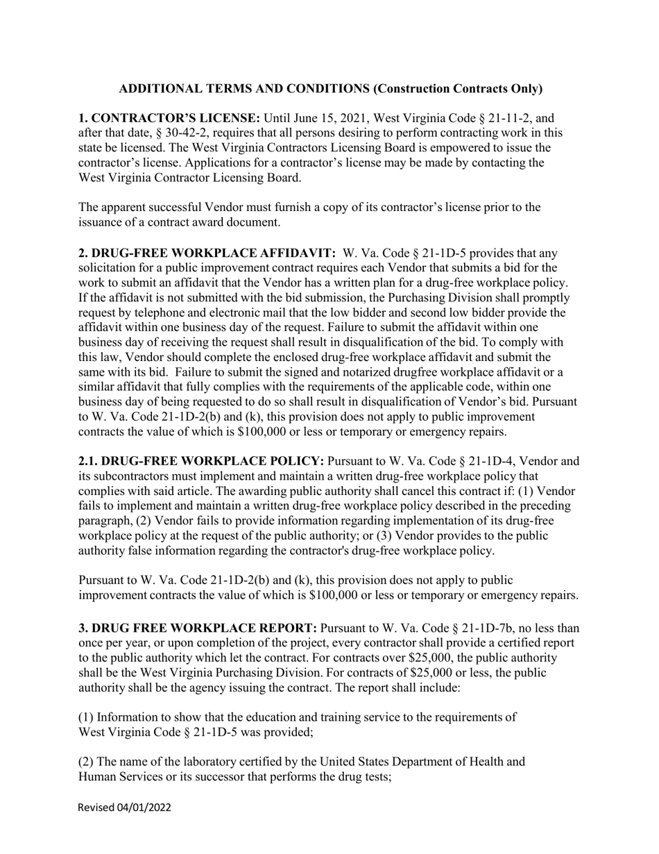 Instructions to Vendors Submitting Bids - West Virginia, Page 20