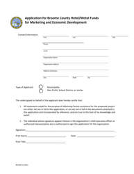Document preview: Application for Broome County Hotel/Motel Funds for Marketing and Economic Development - Broome County, New York