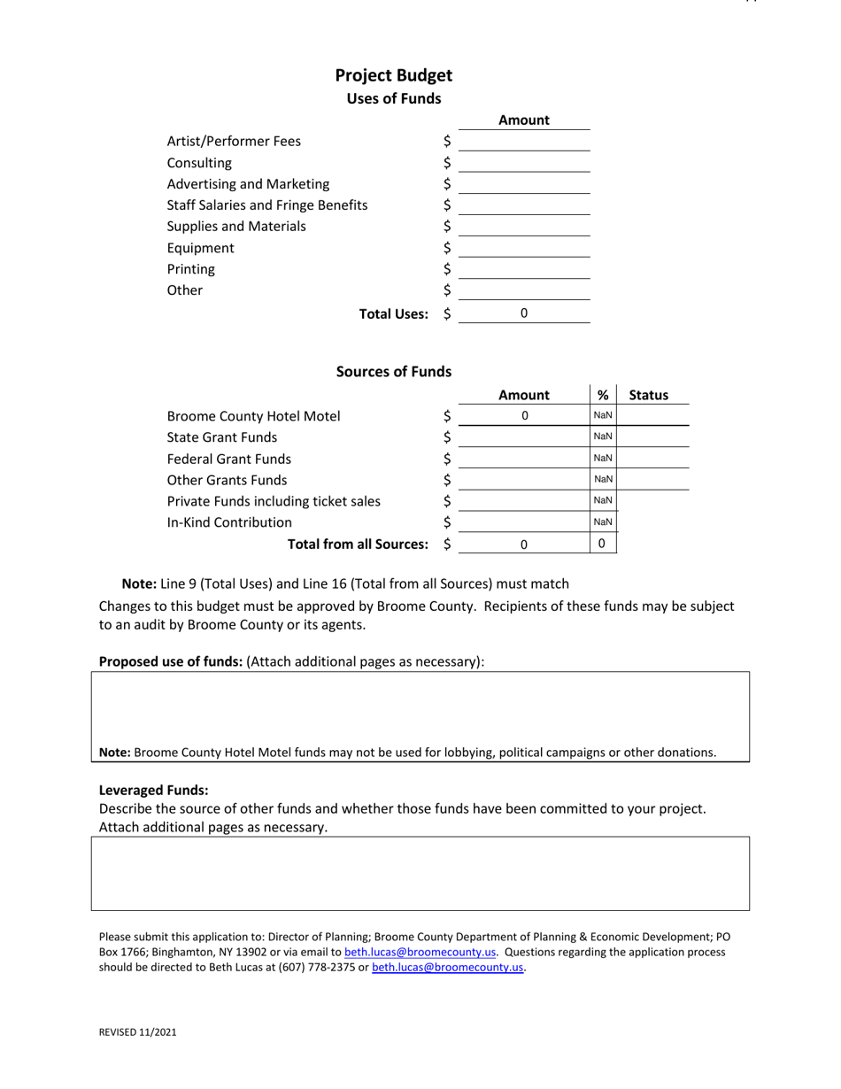 Application for Broome County Hotel / Motel Funds for Marketing and Economic Development - Broome County, New York, Page 4