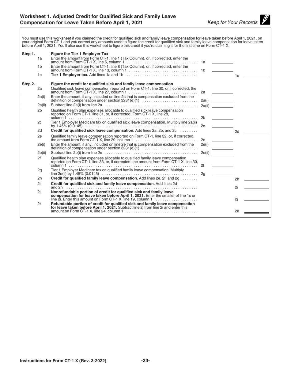 Instructions for IRS Form CT-1 X Adjusted Employers Annual Railroad Retirement Tax Return or Claim for Refund, Page 23