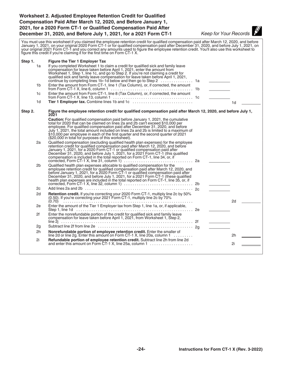 Instructions for IRS Form CT-1 X Adjusted Employers Annual Railroad Retirement Tax Return or Claim for Refund, Page 24