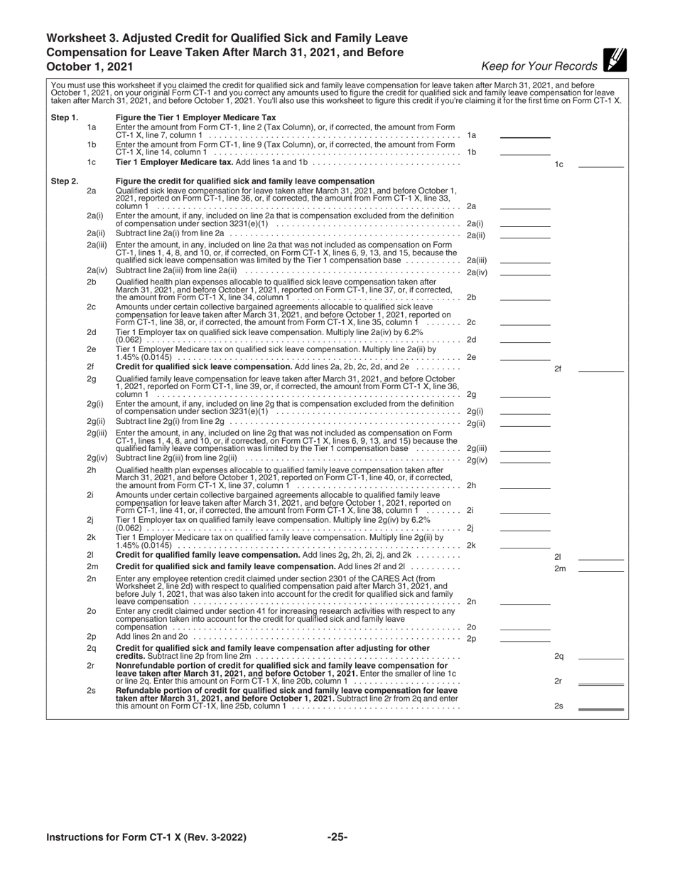 Instructions for IRS Form CT-1 X Adjusted Employers Annual Railroad Retirement Tax Return or Claim for Refund, Page 25