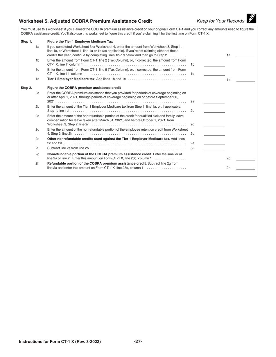 Instructions for IRS Form CT-1 X Adjusted Employers Annual Railroad Retirement Tax Return or Claim for Refund, Page 27