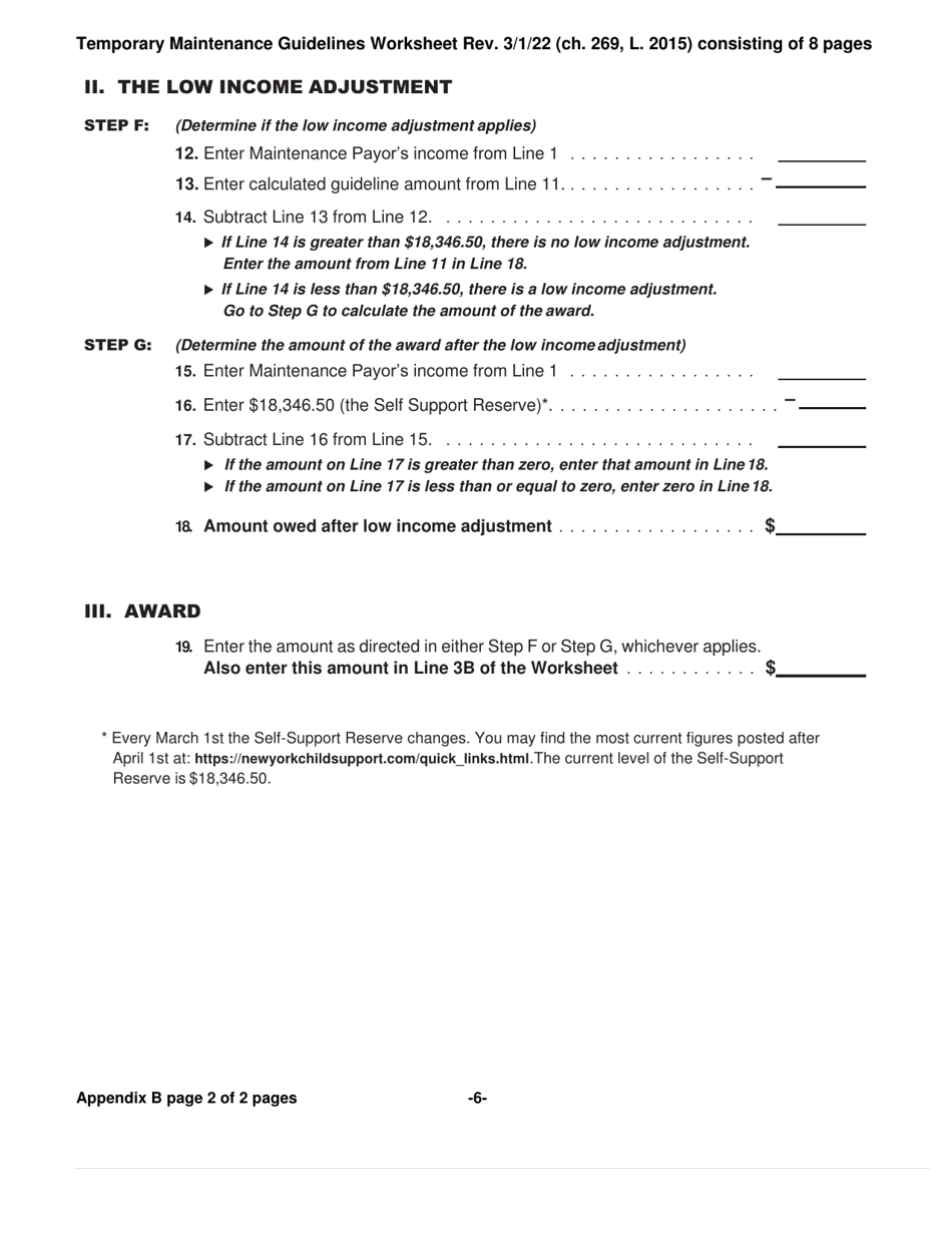 Temporary Maintenance Guidelines Worksheet for Divorces on or After 10 / 25 / 15 - New York, Page 6