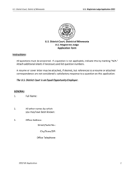 U.S. Magistrate Judge Application Form - Minnesota, Page 2